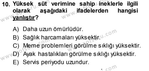 Temel Sürü Sağlığı Yönetimi Dersi 2013 - 2014 Yılı (Vize) Ara Sınavı 10. Soru