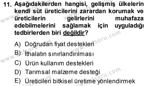 Temel Sürü Sağlığı Yönetimi Dersi 2013 - 2014 Yılı (Vize) Ara Sınavı 11. Soru