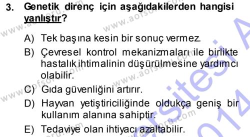 Temel Sürü Sağlığı Yönetimi Dersi 2013 - 2014 Yılı (Vize) Ara Sınavı 3. Soru
