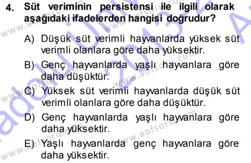 Temel Sürü Sağlığı Yönetimi Dersi 2013 - 2014 Yılı (Vize) Ara Sınavı 4. Soru