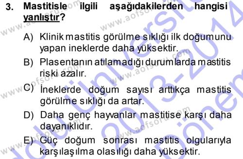 Temel Sürü Sağlığı Yönetimi Dersi 2013 - 2014 Yılı (Final) Dönem Sonu Sınavı 3. Soru