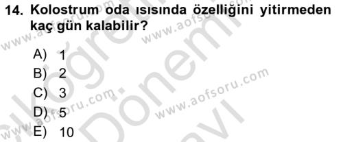 Temel Sürü Sağlığı Yönetimi Dersi 2019 - 2020 Yılı (Final) Dönem Sonu Sınavı 14. Soru