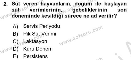 Temel Sürü Sağlığı Yönetimi Dersi 2019 - 2020 Yılı (Final) Dönem Sonu Sınavı 2. Soru