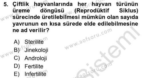 Temel Sürü Sağlığı Yönetimi Dersi 2019 - 2020 Yılı (Final) Dönem Sonu Sınavı 5. Soru