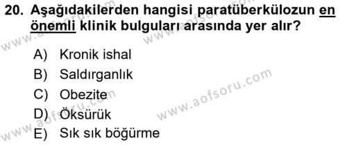 Temel Sürü Sağlığı Yönetimi Dersi 2023 - 2024 Yılı Yaz Okulu Sınavı 20. Soru