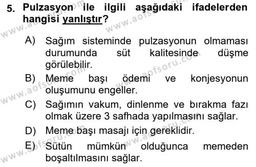 Temel Sürü Sağlığı Yönetimi Dersi 2023 - 2024 Yılı Yaz Okulu Sınavı 5. Soru