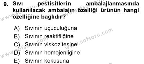 Temel Veteriner Farmakoloji ve Toksikoloji Dersi 2016 - 2017 Yılı (Final) Dönem Sonu Sınavı 9. Soru