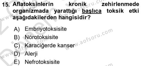Temel Veteriner Farmakoloji ve Toksikoloji Dersi 2021 - 2022 Yılı (Final) Dönem Sonu Sınavı 15. Soru