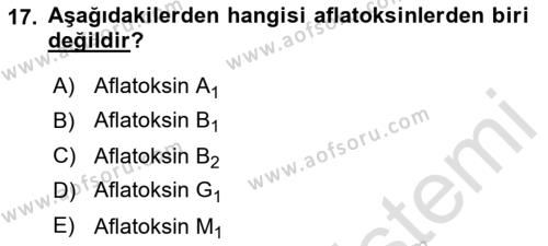 Temel Veteriner Farmakoloji ve Toksikoloji Dersi 2021 - 2022 Yılı Yaz Okulu Sınavı 17. Soru