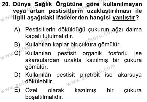 Temel Veteriner Farmakoloji ve Toksikoloji Dersi 2021 - 2022 Yılı Yaz Okulu Sınavı 20. Soru