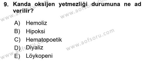 Temel Veteriner Farmakoloji ve Toksikoloji Dersi 2023 - 2024 Yılı (Final) Dönem Sonu Sınavı 9. Soru