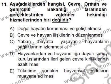 Veteriner Hizmetleri Mevzuatı ve Etik Dersi 2012 - 2013 Yılı (Vize) Ara Sınavı 11. Soru