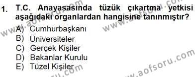 Veteriner Hizmetleri Mevzuatı ve Etik Dersi 2012 - 2013 Yılı (Final) Dönem Sonu Sınavı 1. Soru