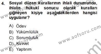 Veteriner Hizmetleri Mevzuatı ve Etik Dersi 2013 - 2014 Yılı (Vize) Ara Sınavı 4. Soru