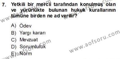Veteriner Hizmetleri Mevzuatı ve Etik Dersi 2013 - 2014 Yılı (Vize) Ara Sınavı 7. Soru