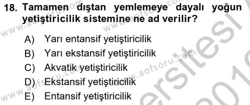 Veteriner Hizmetleri Mevzuatı ve Etik Dersi 2018 - 2019 Yılı Yaz Okulu Sınavı 18. Soru