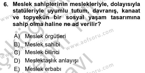 Veteriner Hizmetleri Mevzuatı ve Etik Dersi 2018 - 2019 Yılı Yaz Okulu Sınavı 6. Soru