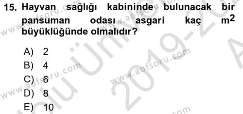 Veteriner Hizmetleri Mevzuatı ve Etik Dersi 2019 - 2020 Yılı (Vize) Ara Sınavı 15. Soru