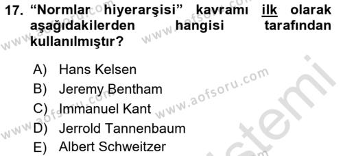 Veteriner Hizmetleri Mevzuatı ve Etik Dersi 2019 - 2020 Yılı (Vize) Ara Sınavı 17. Soru