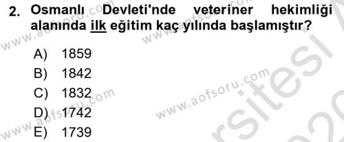 Veteriner Hizmetleri Mevzuatı ve Etik Dersi 2019 - 2020 Yılı (Vize) Ara Sınavı 2. Soru