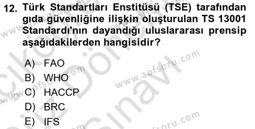 Veteriner Hizmetleri Mevzuatı ve Etik Dersi 2019 - 2020 Yılı (Final) Dönem Sonu Sınavı 12. Soru