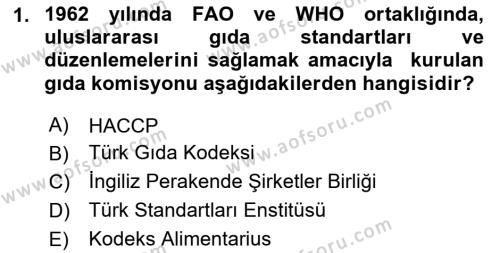 Veteriner Hizmetleri Mevzuatı ve Etik Dersi 2020 - 2021 Yılı Yaz Okulu Sınavı 1. Soru