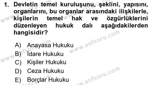 Veteriner Hizmetleri Mevzuatı ve Etik Dersi 2021 - 2022 Yılı (Vize) Ara Sınavı 1. Soru