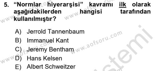 Veteriner Hizmetleri Mevzuatı ve Etik Dersi 2021 - 2022 Yılı (Vize) Ara Sınavı 5. Soru