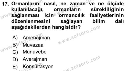 Veteriner Hizmetleri Mevzuatı ve Etik Dersi 2021 - 2022 Yılı (Final) Dönem Sonu Sınavı 17. Soru