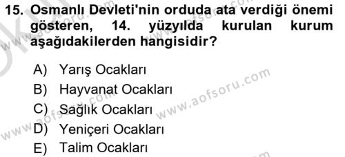 Veteriner Hizmetleri Mevzuatı ve Etik Dersi 2021 - 2022 Yılı Yaz Okulu Sınavı 15. Soru