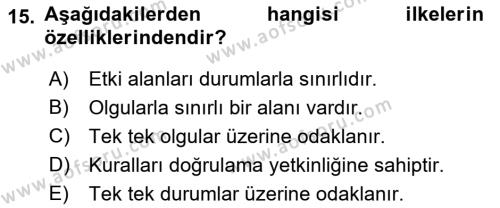 Veteriner Hizmetleri Mevzuatı ve Etik Dersi 2022 - 2023 Yılı Yaz Okulu Sınavı 15. Soru