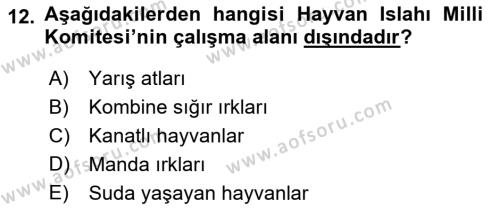 Veteriner Hizmetleri Mevzuatı ve Etik Dersi 2023 - 2024 Yılı (Final) Dönem Sonu Sınavı 12. Soru