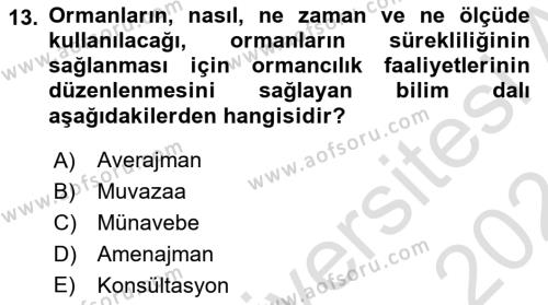 Veteriner Hizmetleri Mevzuatı ve Etik Dersi 2023 - 2024 Yılı (Final) Dönem Sonu Sınavı 13. Soru