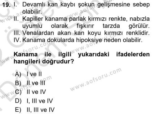 Temel Klinik Bilgisi Dersi 2021 - 2022 Yılı (Final) Dönem Sonu Sınavı 19. Soru