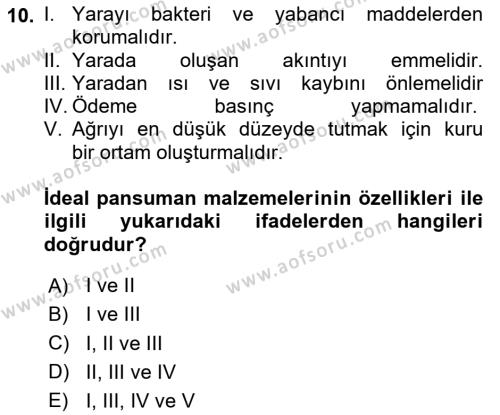 Temel Klinik Bilgisi Dersi 2023 - 2024 Yılı (Vize) Ara Sınavı 10. Soru