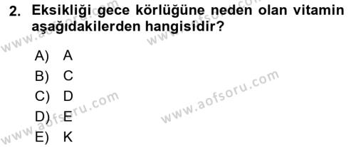 Temel Yem Bilgisi ve Hayvan Besleme Dersi 2021 - 2022 Yılı Yaz Okulu Sınavı 2. Soru