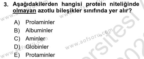 Temel Yem Bilgisi ve Hayvan Besleme Dersi 2021 - 2022 Yılı Yaz Okulu Sınavı 3. Soru