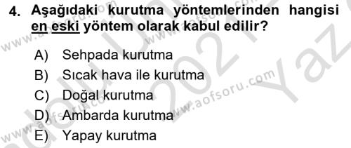 Temel Yem Bilgisi ve Hayvan Besleme Dersi 2021 - 2022 Yılı Yaz Okulu Sınavı 4. Soru