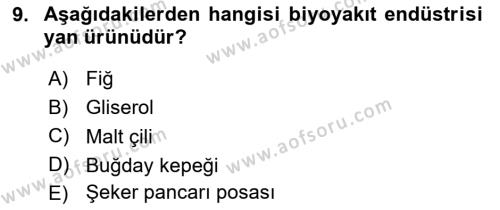 Temel Yem Bilgisi ve Hayvan Besleme Dersi 2021 - 2022 Yılı Yaz Okulu Sınavı 9. Soru