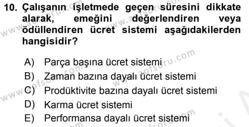 Hayvancılık Ekonomisi Dersi 2018 - 2019 Yılı (Final) Dönem Sonu Sınavı 10. Soru