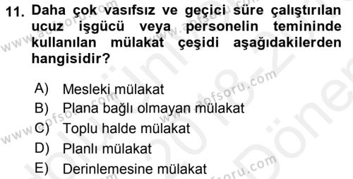 Hayvancılık Ekonomisi Dersi 2018 - 2019 Yılı (Final) Dönem Sonu Sınavı 11. Soru