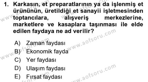 Hayvancılık Ekonomisi Dersi 2023 - 2024 Yılı (Vize) Ara Sınavı 1. Soru