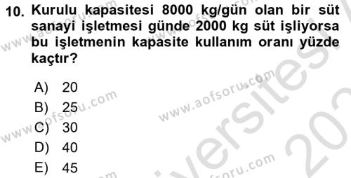 Hayvancılık Ekonomisi Dersi 2023 - 2024 Yılı (Vize) Ara Sınavı 10. Soru