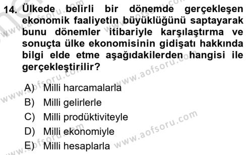 Hayvancılık Ekonomisi Dersi 2023 - 2024 Yılı (Vize) Ara Sınavı 14. Soru