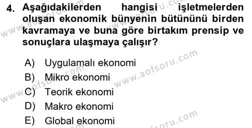 Hayvancılık Ekonomisi Dersi 2023 - 2024 Yılı (Vize) Ara Sınavı 4. Soru