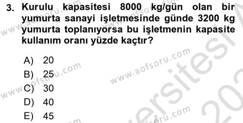 Hayvancılık Ekonomisi Dersi 2023 - 2024 Yılı (Final) Dönem Sonu Sınavı 3. Soru