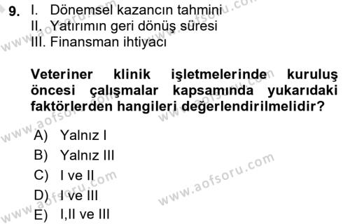 Hayvancılık Ekonomisi Dersi 2023 - 2024 Yılı (Final) Dönem Sonu Sınavı 9. Soru