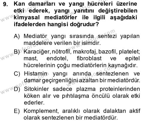 Temel Veteriner Patoloji Dersi 2014 - 2015 Yılı (Final) Dönem Sonu Sınavı 9. Soru