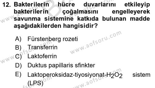 Doğum Bilgisi ve Suni Tohumlama Dersi 2023 - 2024 Yılı (Final) Dönem Sonu Sınavı 12. Soru