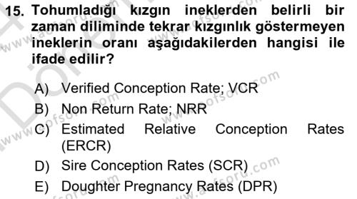 Doğum Bilgisi ve Suni Tohumlama Dersi 2023 - 2024 Yılı (Final) Dönem Sonu Sınavı 15. Soru